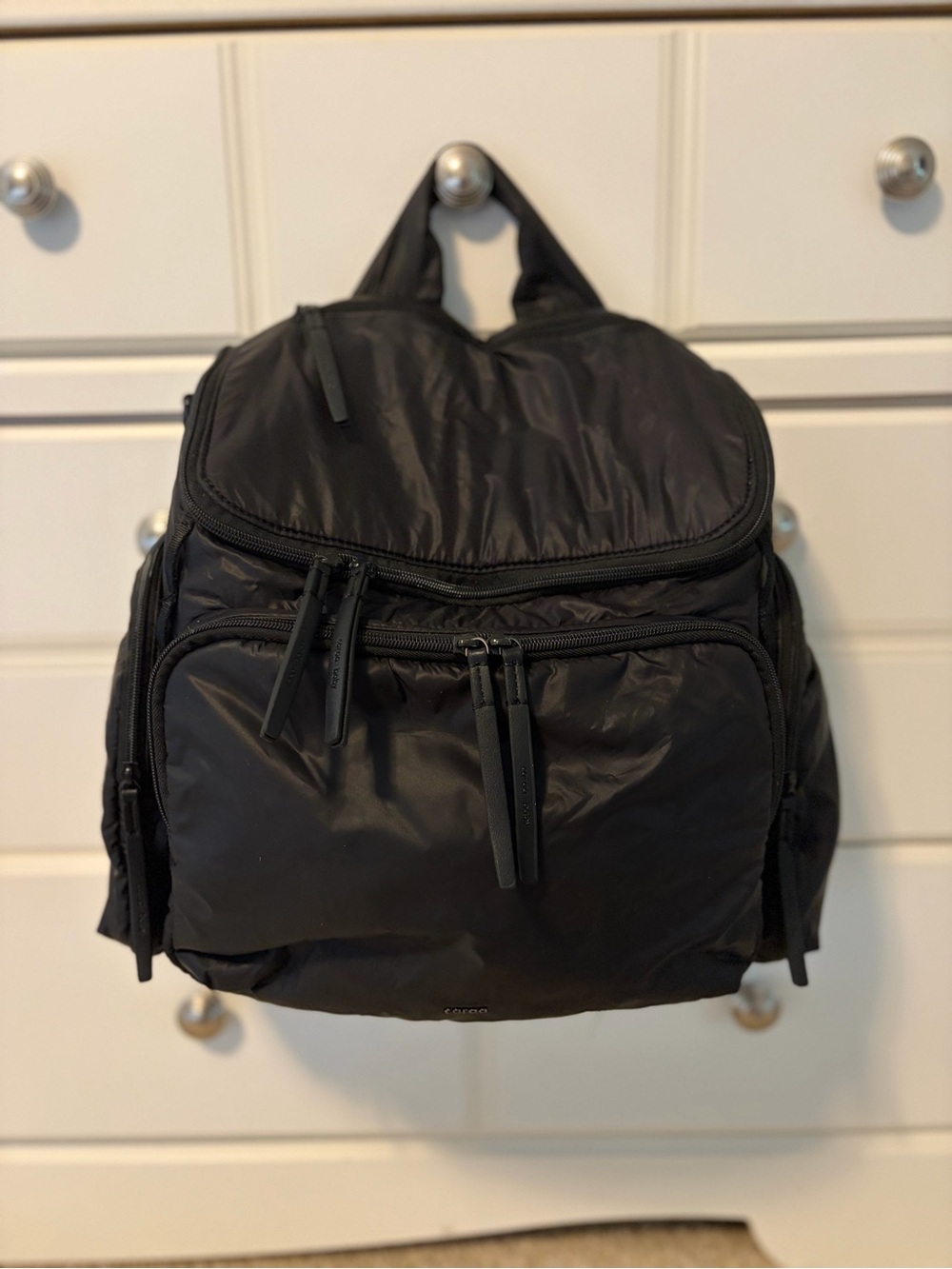 caraa Black Quilted Nylon Diaper bag